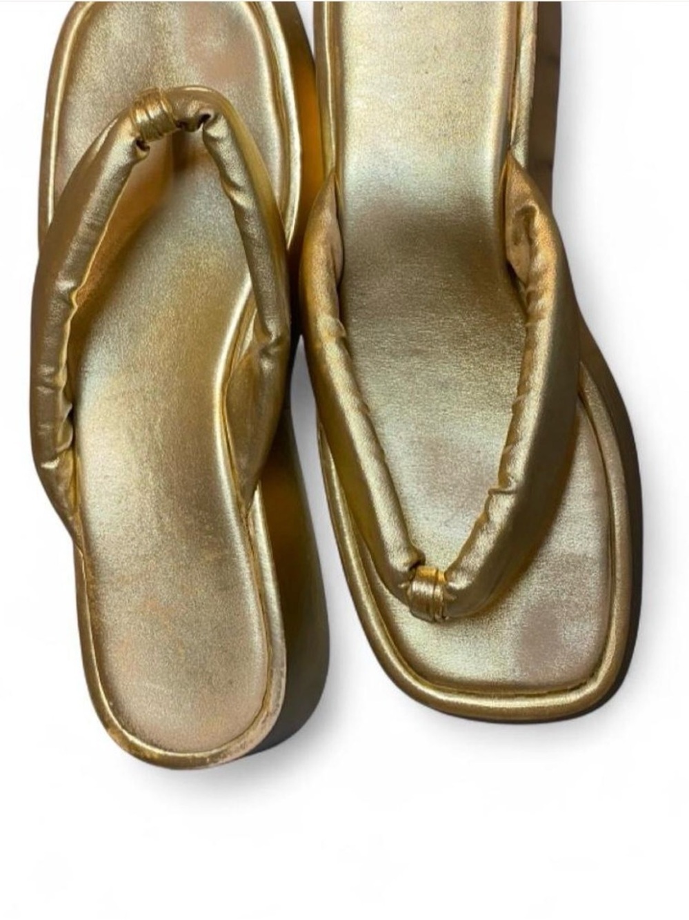 Gold Padded Flip Flop Sandals - Women